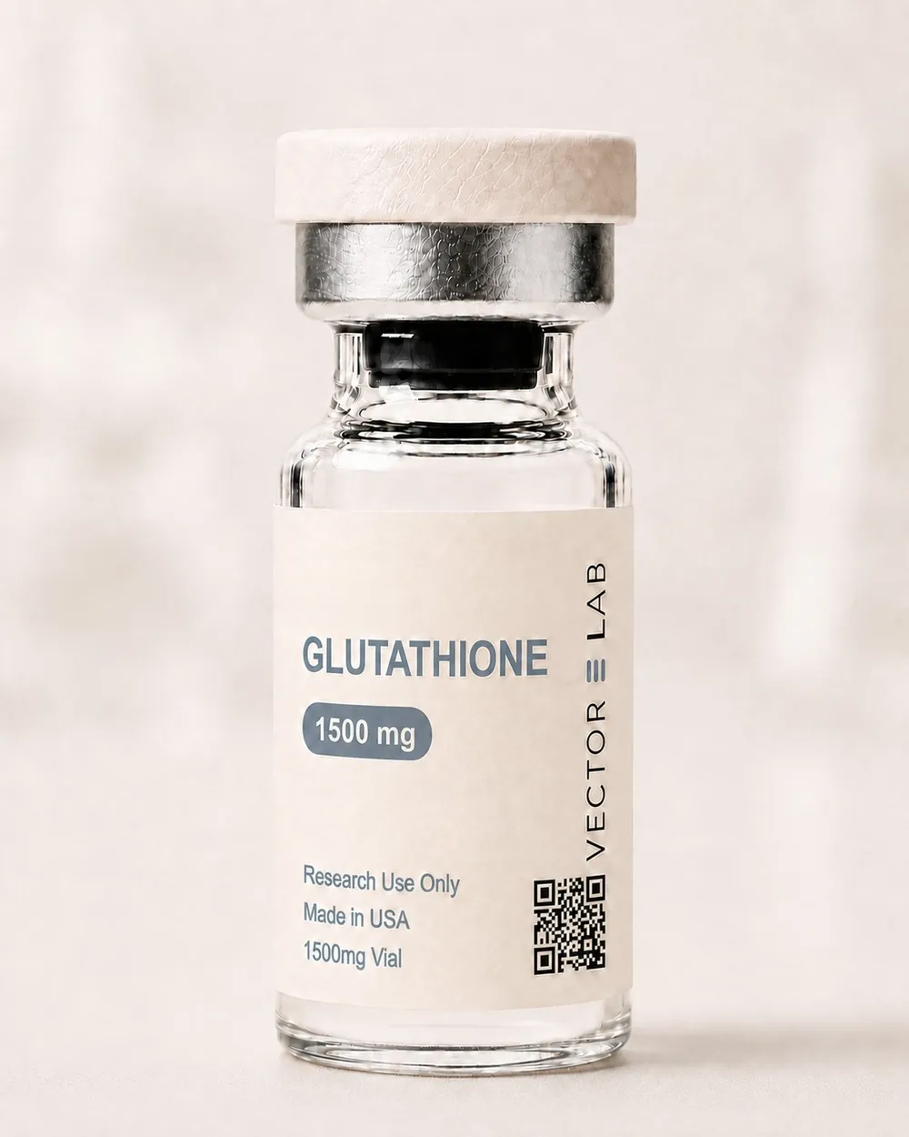 Reduced Glutathione GSH 1500 mg lyophilized powder vial from Vector E Lab